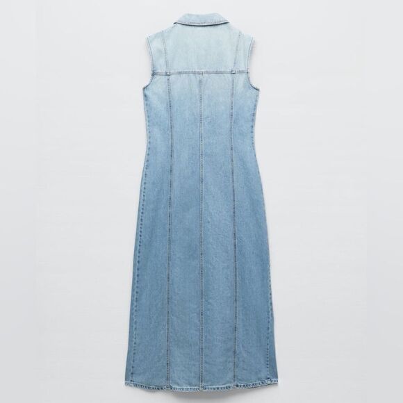 Zara Denim TRF Dress New Light Blue - Picture 2 of 10